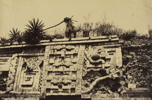 Palais des Nonnes, a Uxmal, detail de la facade de la couleuvre; Désiré Charnay, French, 1828 - 1915, Yucatan, Mexico; 1860