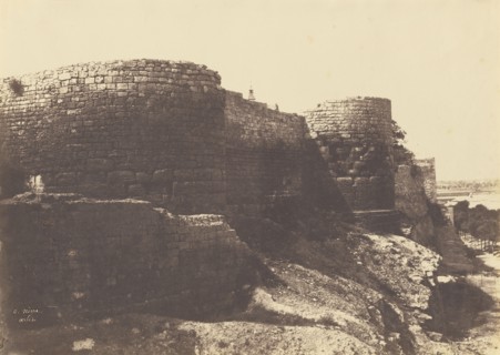 Roman Ramparts, Arles; Charles Nègre, French, 1820 - 1880, 1852; Salted paper print from paper negatives; 23 × 32.4 cm