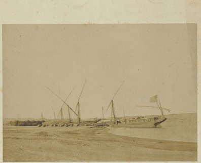 Greene's boat on the Nile; John Beasly Greene, American, born France, 1832 - 1856, Egypt; 1853 - 1854; Salted paper print