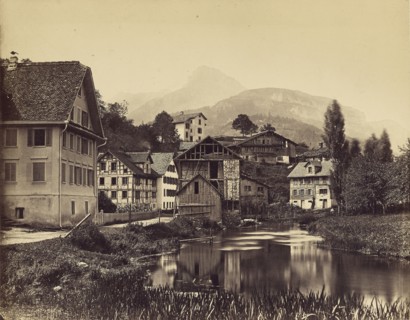 Town between Brunnen and Bauen; Jacques Alexandre Ferrier, French, 1831 - 1912, Brunnen, Switzerland; 1865; Albumen silver