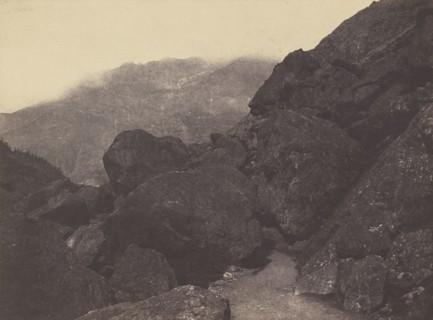 Boulders near Gavarnie; Vicomte Joseph de Vigier, French, 1821 - 1862, Gavarnie, France; about 1853; Salted paper print