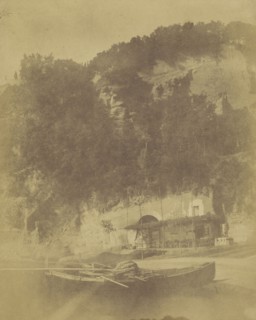 Beach Front Cafe Built into Cliff; Firmin Eugène Le Dien, French, 1817 - 1865, Possibly printed by Gustave Le Gray French