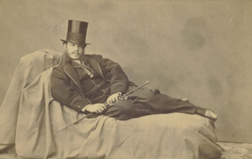 Full figure reclining self portrait of Adrien Tournachon; Adrien Alban Tournachon, French, 1825 - 1903, about 1858; Albumen