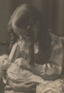 Barbara Evans and Phyllis the Doll; Frederick H. Evans, British, 1853 - 1943, about 1900; Platinum print; 18.7 x 13 cm