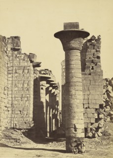Upper Egypt - Column in the Great Court of Temple Karnak; Antonio Beato, English, born Italy, about 1835 - 1906, 1880 - 1889