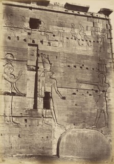 Island of Philae - Temple Pylon with Inscription; Antonio Beato, English, born Italy, about 1835 - 1906, 1880 - 1889; Albumen