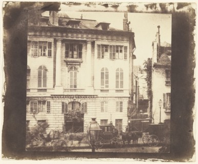 Carriages and Parisian Townhouses; William Henry Fox Talbot, English, 1800 - 1877, Paris, France; May 1843; Salted paper print