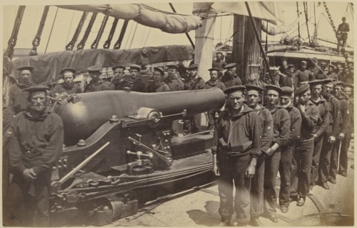 Pivot Gun and Crew, U.S. Ship Pocahontas, Edisto Island, South Carolina; Henry P. Moore, American, 1835 - 1911, South Carolina