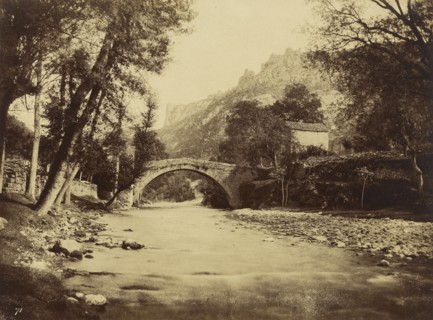 Pont de Peyreleau, Aveyron, confluent de la Jonte et du Tarn; André Giroux, French, 1801 - 1879, Aveyron, France; about 1855