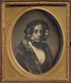 Portrait of a Middle-aged Woman in Bonnet and Fur Wrap; J.A. Whipple, American, 1822 - 1891, 1846 - 1853; Daguerreotype