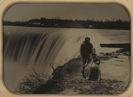 Couple at Niagara Falls in Waterproofs; Attributed to Henry Hollister, Canadian, active about 1840 - 1860, 1860s; Ambrotype