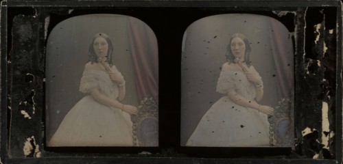 Portrait of Selena Frewen; Antoine Claudet, French, 1797 - 1867, about 1855; Stereograph, daguerreotype, hand-colored