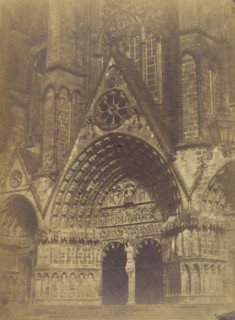 Main entrance of Bourges Cathedral; Pierre-Émile-Joseph Pécarrère, French, 1816 - 1904, 1851; Albumenized salted paper print