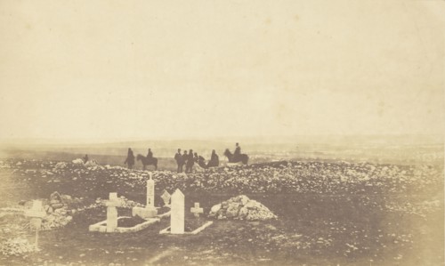 Officers on the lookout at Cathcarts Hill; Roger Fenton, English, 1819 - 1869, 1855; published February 29, 1856; Salted paper