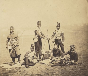 English Infantry Piling Arms; Roger Fenton, English, 1819 - 1869, 1855; published November 19, 1855; Salted paper print