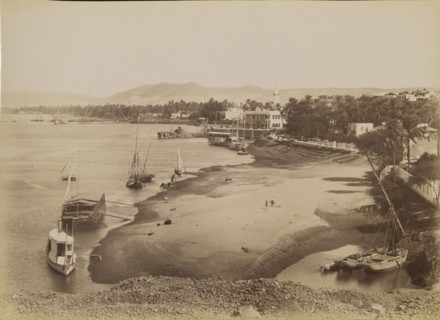 View of Aswan , Vue d'Assouan; Antonio Beato, English, born Italy, about 1835 - 1906, 1880 - 1889; Albumen silver print