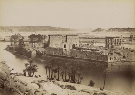 East View of Philae , Phile, Vue d'Est; Antonio Beato, English, born Italy, about 1835 - 1906, 1880 - 1889; Albumen silver
