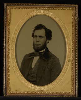 Portrait of an  man with Amish-like beard, wearing a large bow tie; Wilder T. Bowers, American, died 1904, active Lynn