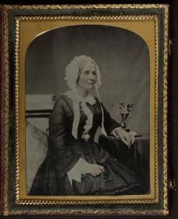 Portrait of an Elderly Woman in Bonnet; James Valentine, Scottish, 1815 - 1879, 1855 - 1860; Ambrotype, hand-colored