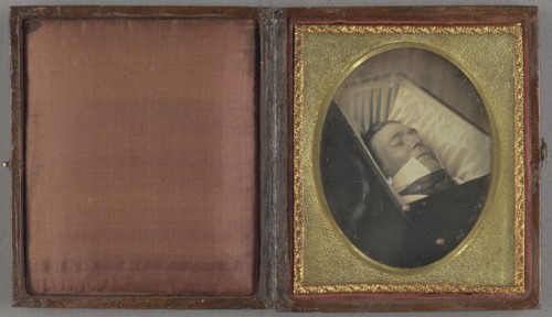 Postmortem portrait of an  man; American; about 1855; Daguerreotype