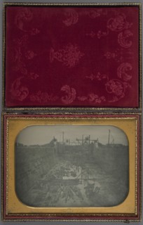 Canal Lock under Construction; American; about 1849; Daguerreotype