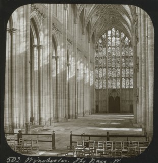 Wincester. The Nave, West; Frederick H. Evans, British, 1853 - 1943, about 1883; Lantern slide; 7.3 × 6.8 cm