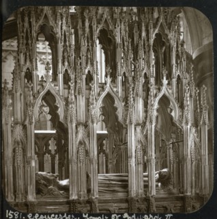 Gloucester. Tomb of Edward II. Detail; Frederick H. Evans, British, 1853 - 1943, about 1883; Lantern slide; 7.1 x 7.3 cm