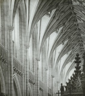 Wincester. Details of Nave Roof & Clerestory; Frederick H. Evans, British, 1853 - 1943, 1900; Lantern slide; 6.2 x 5.6 cm