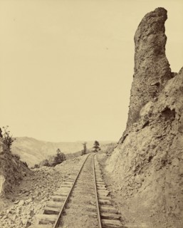 Toltec Gorge from The Portal; William Henry Jackson, American, 1843 - 1942, about 1880; Albumen silver print