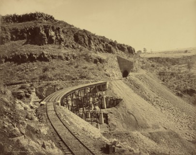 Bridge and Tunnel, Johnson's Cañon, A & P. R. R; William Henry Jackson, American, 1843 - 1942, about 1890; Albumen silver print