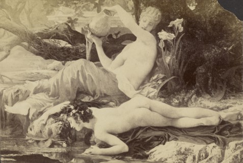Narcissus and the Spring by Jules-Louis Machard; about 1872 - 1890; Albumen silver print
