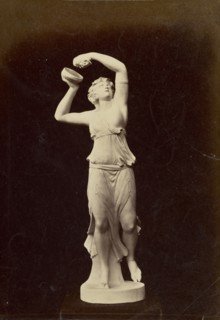 Statue of female figure with bowl; about 1870 - 1890; Albumen silver print
