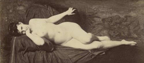 Painting of female nude; about 1870 - 1890; Albumen silver print