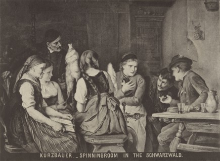 Kurzbauer - Spinning Room in the Schwarzwald; late 19th century; Collotype; 18.7 × 25.5 cm, 7 3,8 × 10 1,16 in