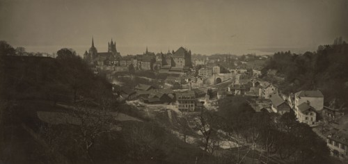 Alpine Townscape; Adolphe Braun, French, 1811 - 1877, 1865 - 1870; Carbon print; 22.2 x 46.8 cm 8 3,4 x 18 7,16 in