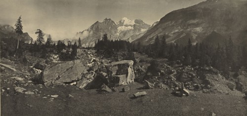 Alpine Landscape; Adolphe Braun, French, 1811 - 1877, 1865 - 1870; Carbon print; 22.2 x 46.8 cm 8 3,4 x 18 7,16 in