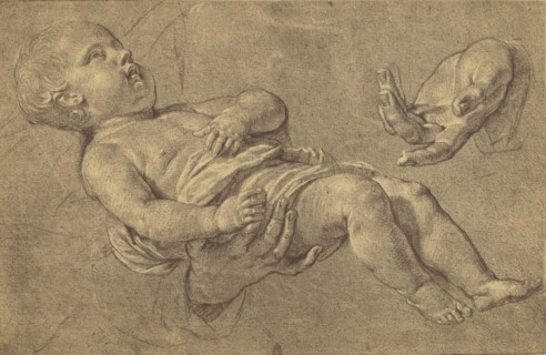 Drawing of a Baby and Two Adult Hands by Philippe de Campaigne; Roger Fenton, English, 1819 - 1869, London, England; 1858