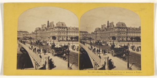 Hotel de Ville et Pont D'Arcole a Paris. Vue Instantanee; French; about 1865; Albumen silver print