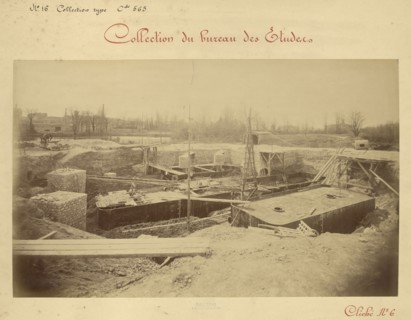 Sinking pier no. 4; Louis-Émile Durandelle, French, 1839 - 1917, 1887; Albumen silver print