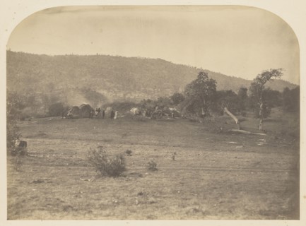 Indian Camp - Bear Valley; Carleton Watkins, American, 1829 - 1916, 1860; Salted paper print; 30.5 x 41.1 cm 12 x 16 3,16 in