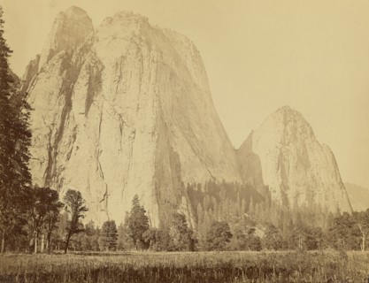 Cathedral Rocks, 2600 feet high; Carleton Watkins, American, 1829 - 1916, 1865 - 1866; Albumen silver print