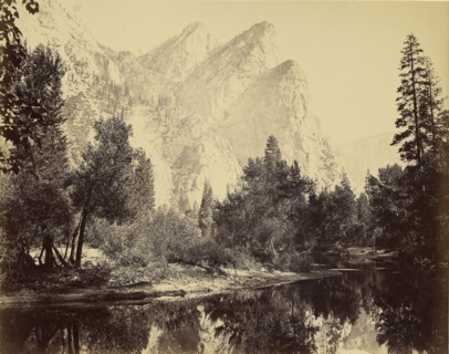 Three Brothers, 4480 ft; Carleton Watkins, American, 1829 - 1916, 1865 - 1866; Albumen silver print