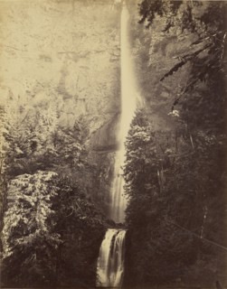 Cascades, Multnomah Falls; Carleton Watkins, American, 1829 - 1916, Multnomah, Oregon, United States; 1867; Albumen silver