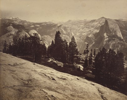 The Domes from Sentinel Dome; Carleton Watkins, American, 1829 - 1916, Yosemite, California, Mariposa County, United States