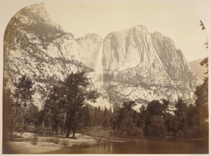 River View, Yo Semite Falls. 2477 ft; Carleton Watkins, American, 1829 - 1916, Yosemite, California, United States; 1861