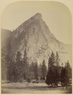 Three Brothers, front view, 4480 ft. Yo Semite; Carleton Watkins, American, 1829 - 1916, Yosemite, California, United States