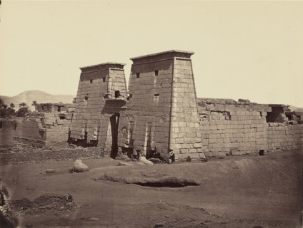 Vue generale du Temple de Ramesses III, Karnak, Thebes; Félix Bonfils, French, 1831 - 1885, Thebes, Egypt; 1872; Albumen silver