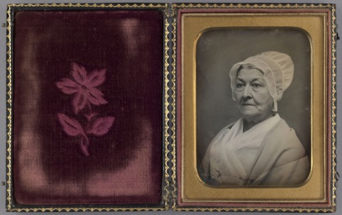 Portrait of an Elderly Woman in an Amish-like Bonnet; American; 1855; Daguerreotype