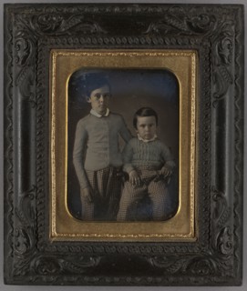Portrait of Two Boys; American; about 1854; Hand-colored Daguerreotype