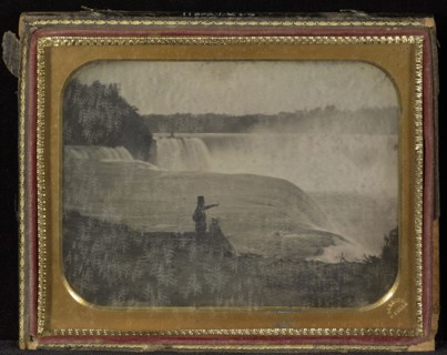 Niagara Falls with couple in foreground; Platt D. Babbitt, American, 1823 - 1879, about 1855; Daguerreotype